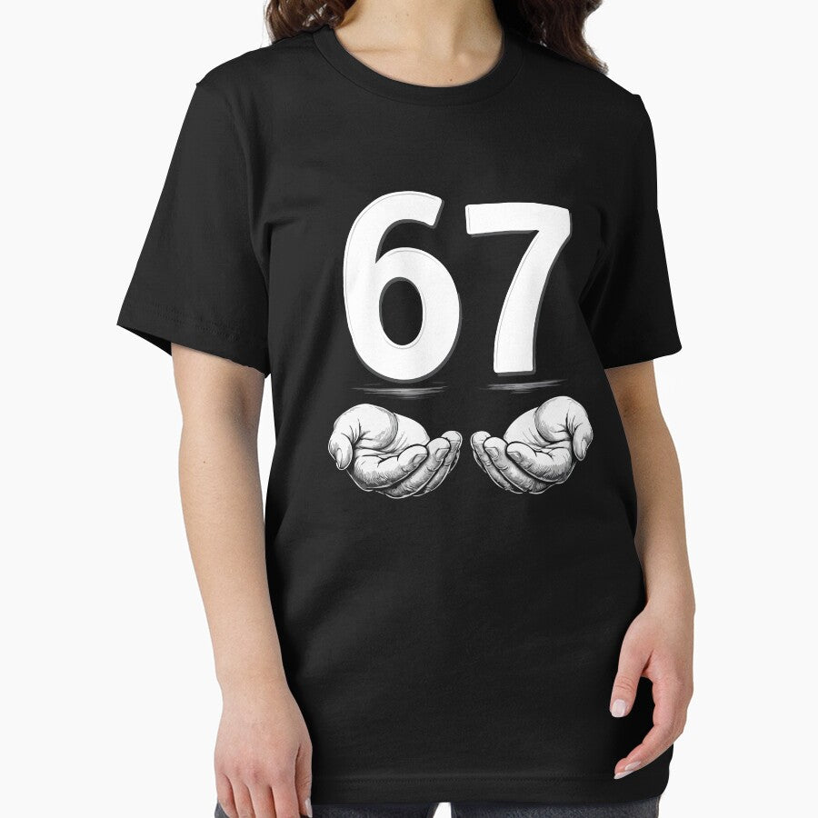 67 “Six Seven” Meme – Viral Number Joke Design with Floating Hands | Internet Humor Art by BrainBubbleArt