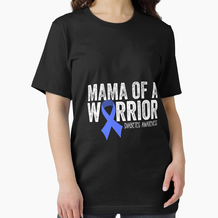 Mama of a Warrior T1D Mom Diabetic Blue Ribbon Support Gift Long Sleeve T-Shirt by oldsbyisai