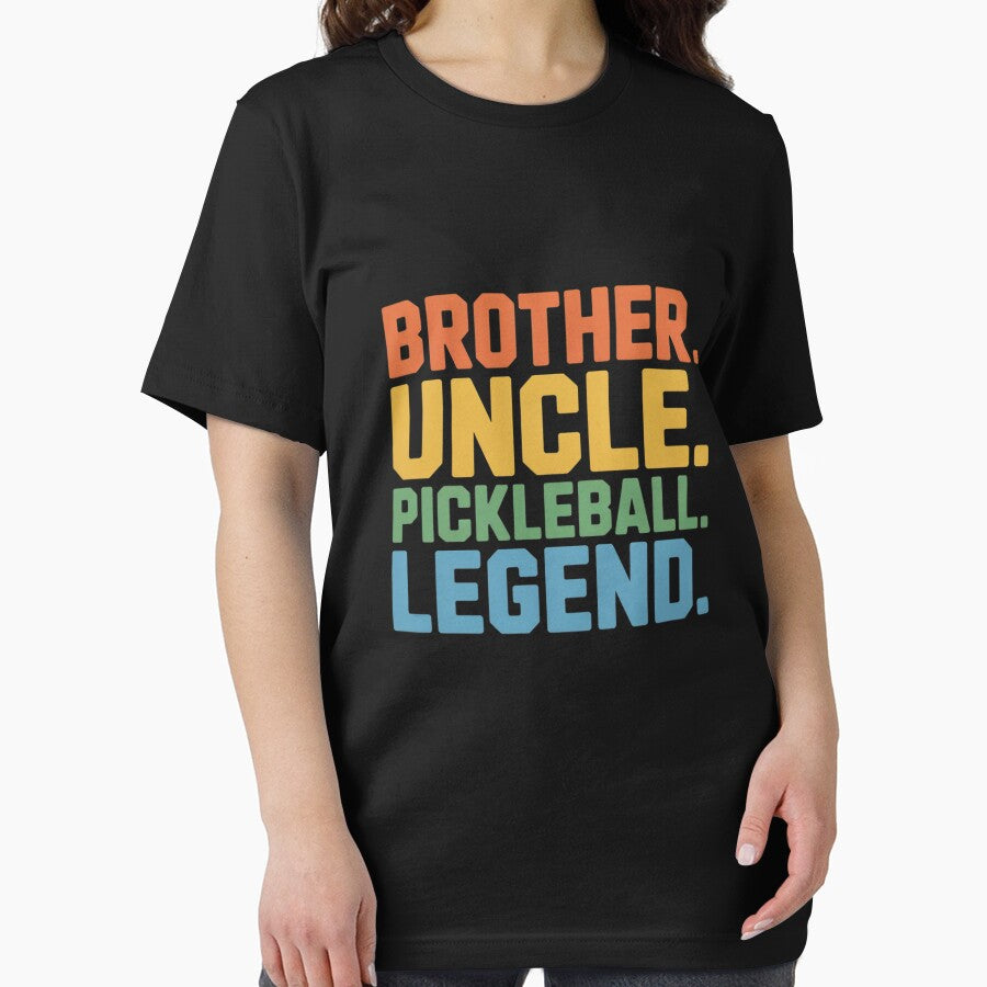 Pickleball Brother Uncle Pickleball Legend Black Modern Casual Crew Neck Short Sleeve by velltoons