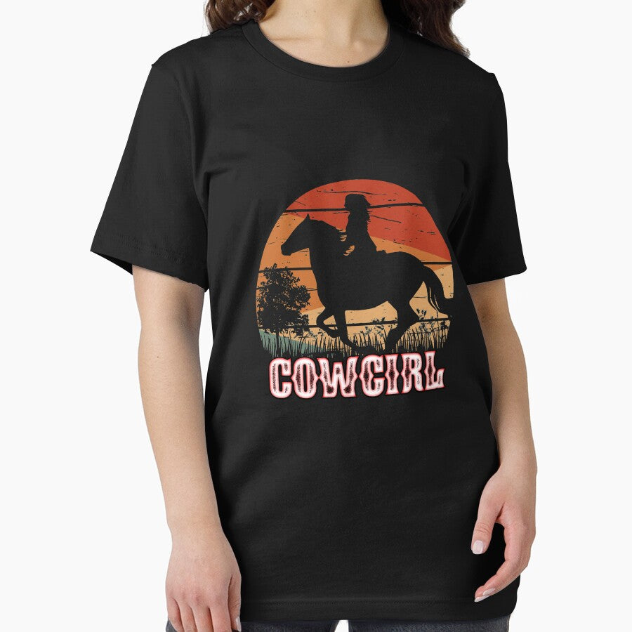 Cowgirl Girl Horse Riding Vintage Style Rodeo Texas Ranch Long Sleeve by sheliaconley
