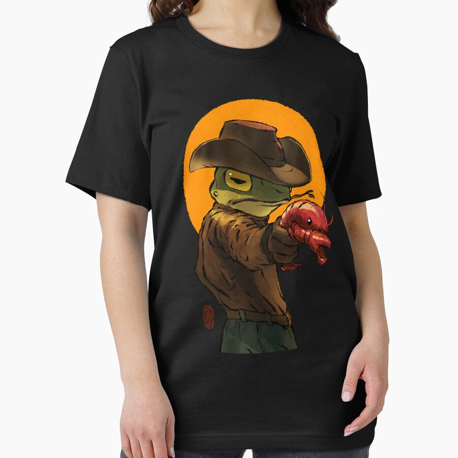Gunslinger Cowboy Western Frog With Pistol Shrimp Crawdad Artwork Drawing by AyersegOver