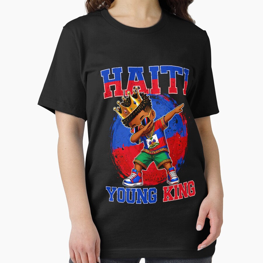 Haiti Young King Haiti Flag Melanin for Black Boys Kids Long Sleeve by KathieFaugh