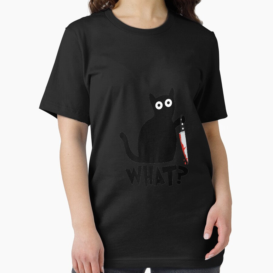 Funny Black Cat What Cute Suspicious kitten Gift Women Men Premium by sampsonakch