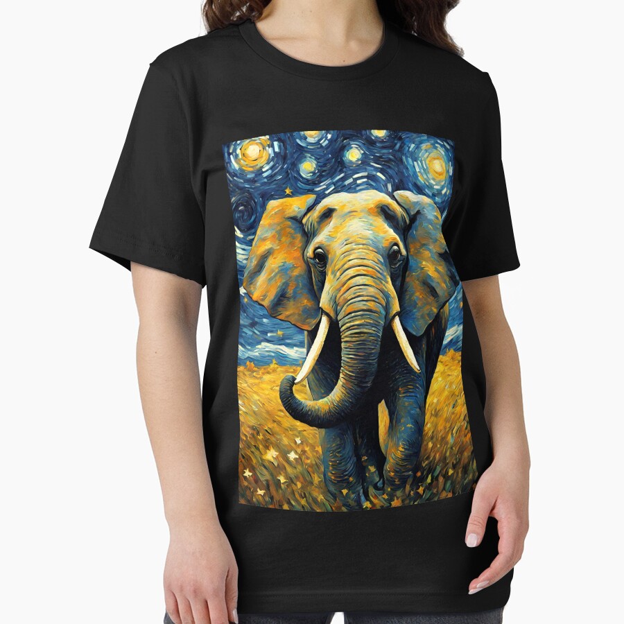 Elephant Painting in a Van Gogh Starry Night Art Style by Art-Jiyuu