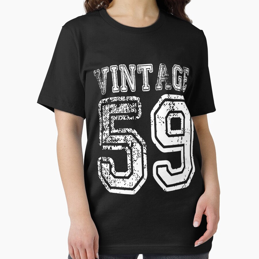 Vintage 59 2059 1959 T-shirt Birthday Gift Age Year Old Boy Girl Cute Funny Man Woman Jersey Style by arcadetoystore