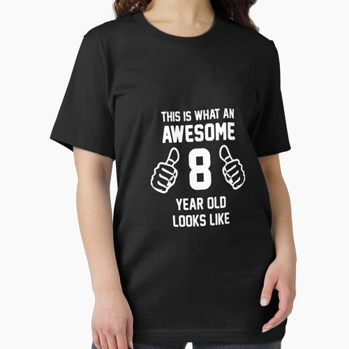 Awesome 8 Year Old Shirt Funny 8th Birthday T-Shirt Great Gift for A Kid, Child Short-Sleeve Jersey Tee by Panda Branda