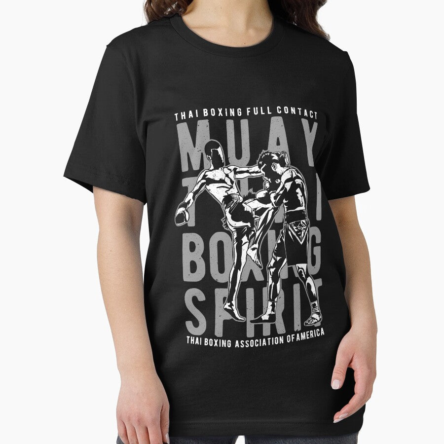 Muay Thai Boxing Spirit Shirt Vintage Combat Sport T-Shirt Great Gift for Martial Arts Fan Unisex Short-Sleeve Jersey Tee by Panda Branda