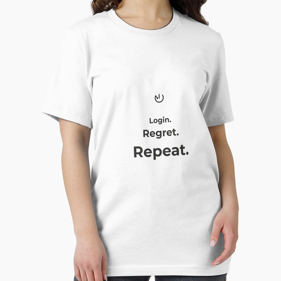 Login Regret Repeat – Funny Office Humor Minimalist Design by mostly_offline