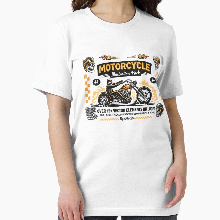 Motorcycle Illustration Pack T-Shirt by Matinez Pink