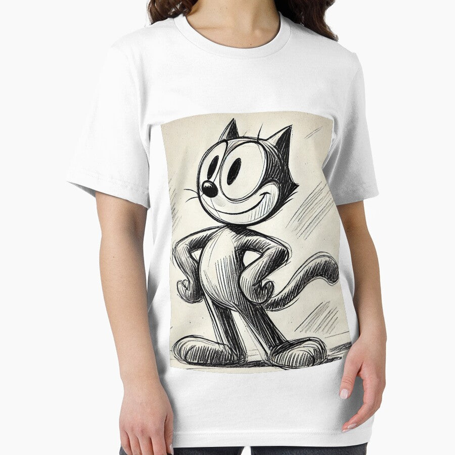 Sketch Cartoon Felix Cat Illustration – Hand-Drawn Retro Character Art by Gold Turtle  Lina