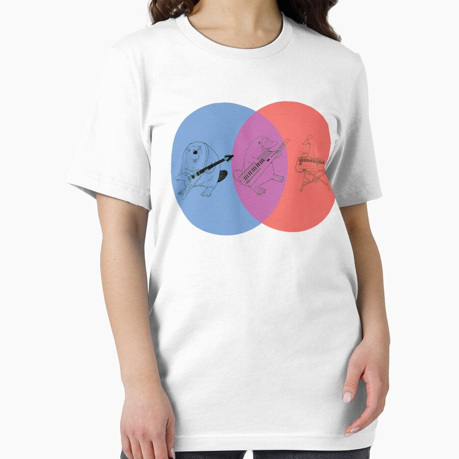 Keytar Platypus Venn Diagram - Blue Purple Red Dark by GuyBlank