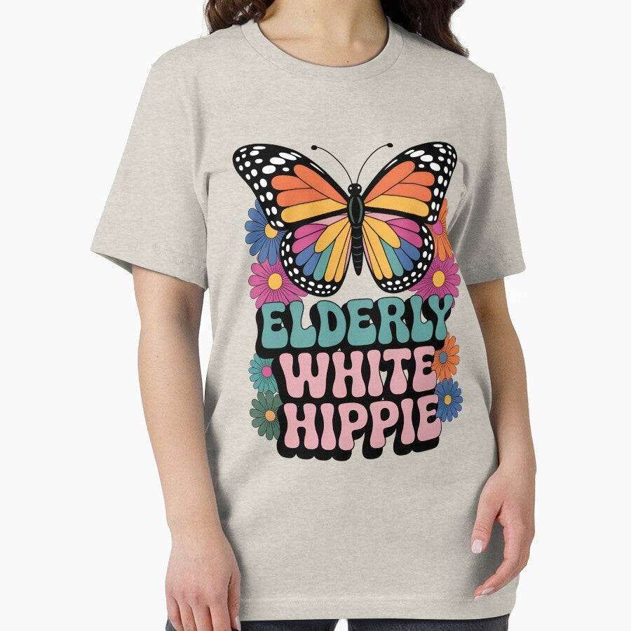 Elderly Hippie Butterfly Retro Groovy Flower Power Design by FreshVibe Prints