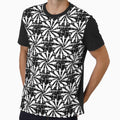 White over Black Abstract Line Art Flower Pattern by BrightMint