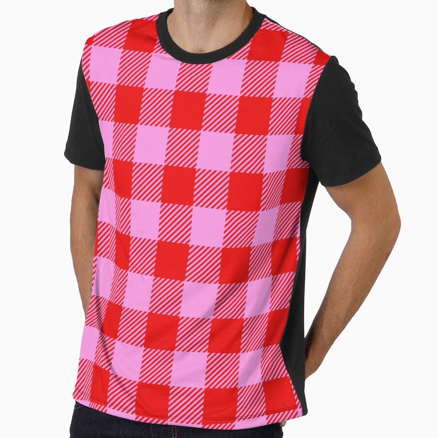 Bright Pink and Red Gingham Print All Over by Feeling Artsy