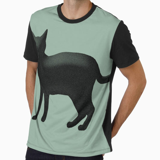 Cat silhouette on Green. by AnchorArt