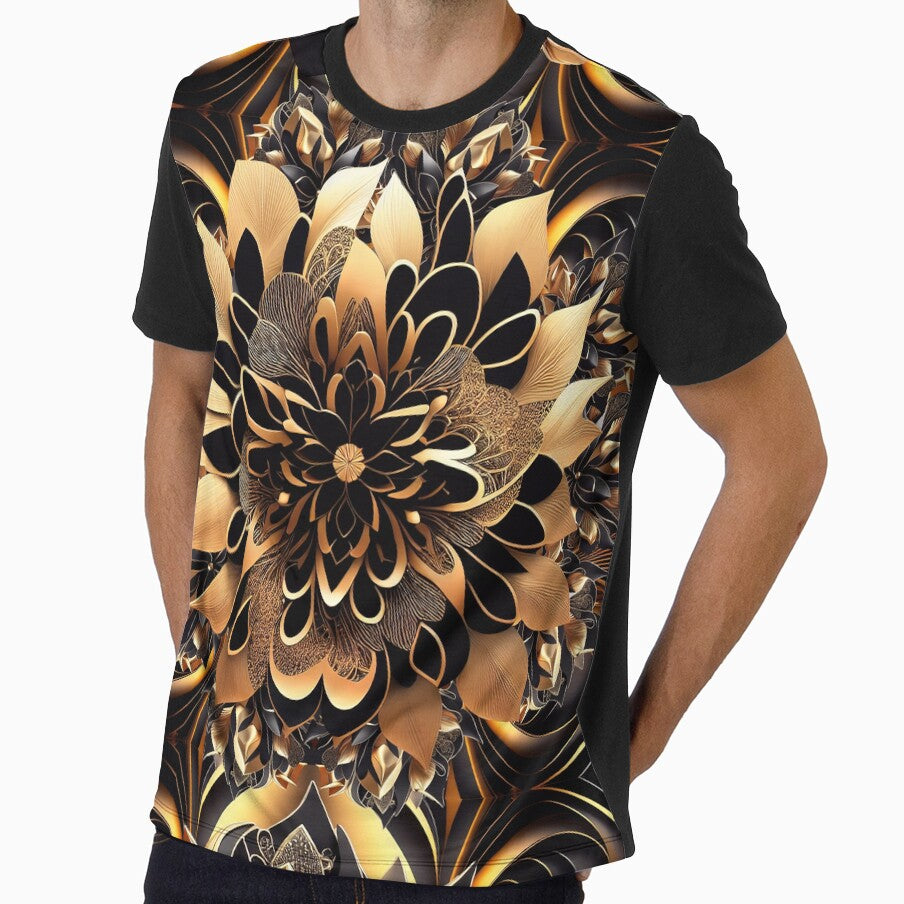 Elegant Luxury Golden Floral Abstract Art by SyanArt
