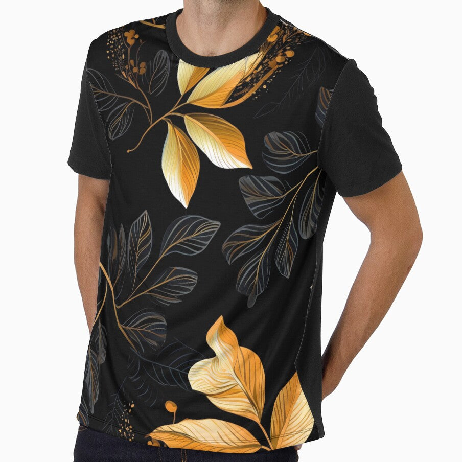 Golden leaves, black background by TogetherDshop