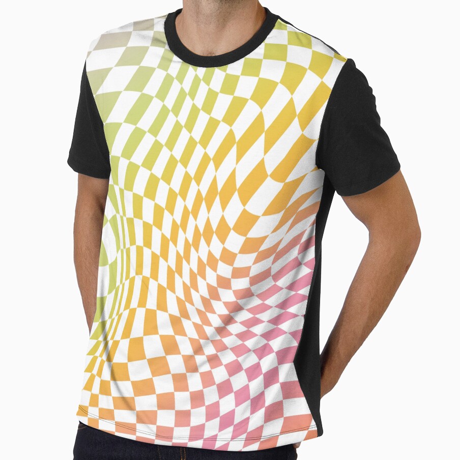 Abstract Distorted Wavy Illusion pastel rainbow aesthetic Checker checks Checkerboard Minimalist Backdrop Pattern by MarzStudio
