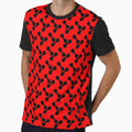 black and red abstract bone circle organic shape pattern by Ray Loka