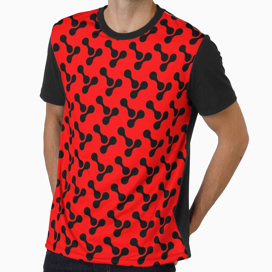 black and red abstract bone circle organic shape pattern by Ray Loka