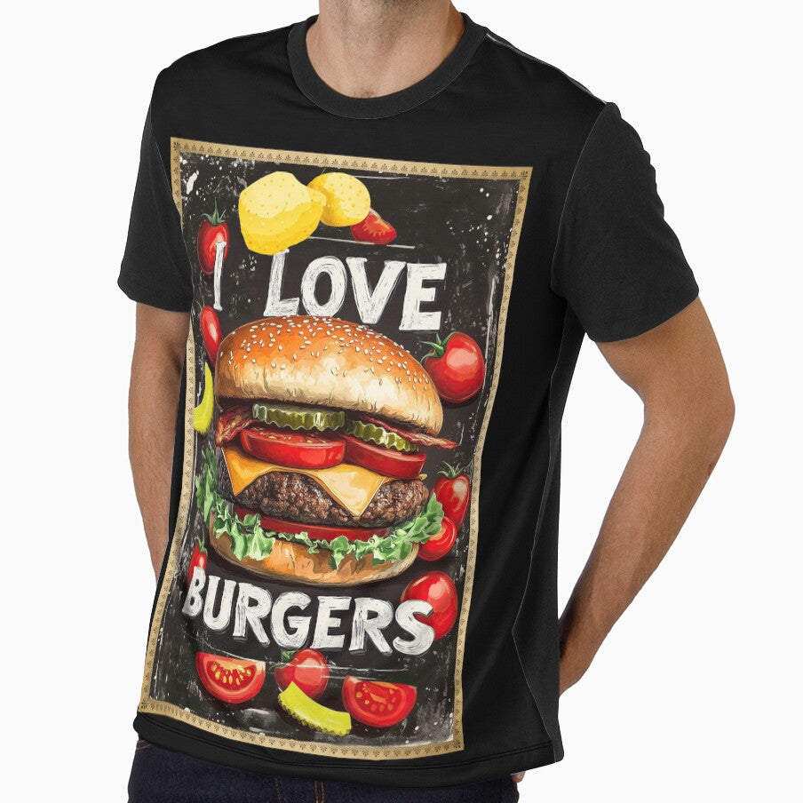 I Love Burgers Digital Food Art Poster by TheArtistOf2022