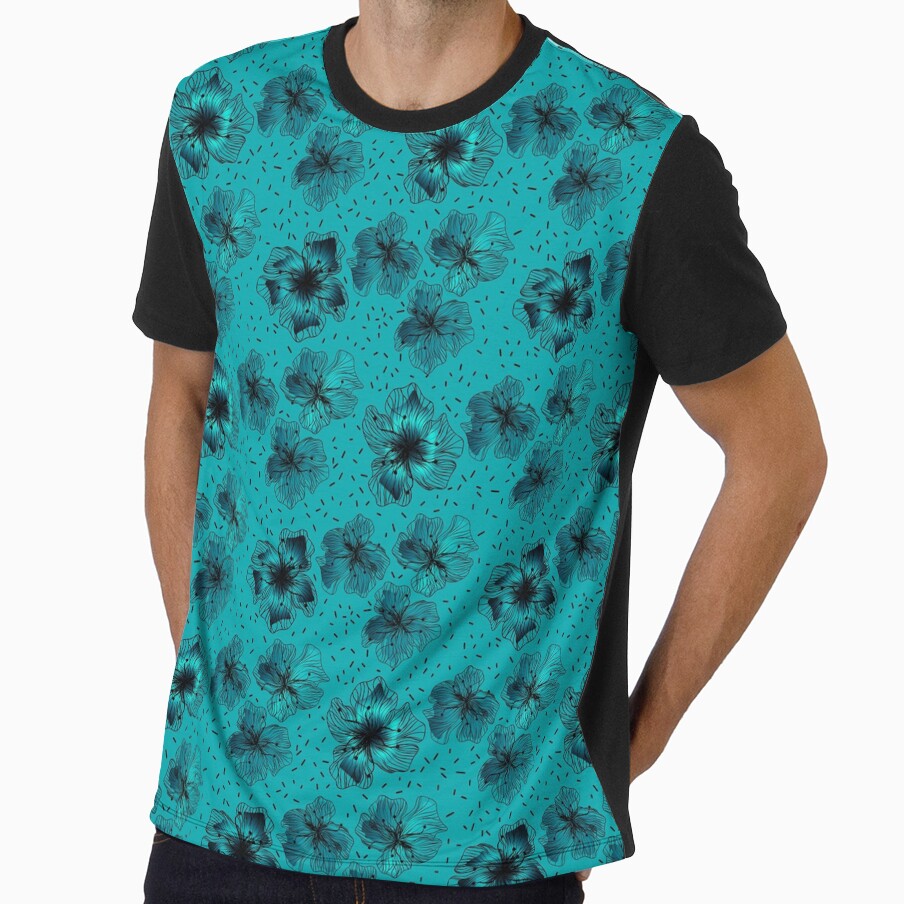 Bright blue cute abstract floral pattern retro by fuzzyfox