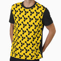 black and yellow abstract bone circle organic shape pattern by Ray Loka