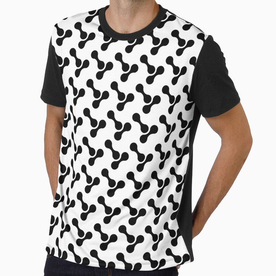 black and white abstract bone circle organic shape pattern by Ray Loka