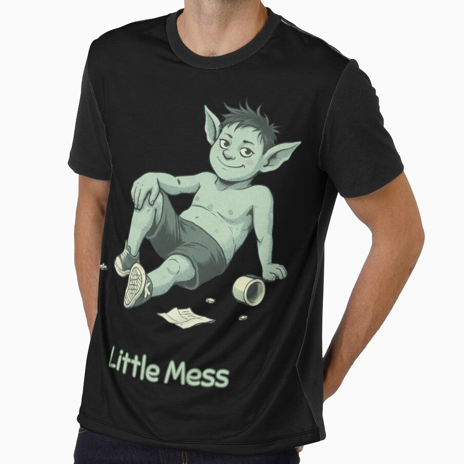 Little Mess Goblin Shirt – Minimal Funny Casual Vintage Style Tee by Mythic Ink Studio