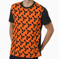 black and orange abstract bone circle organic shape pattern by Ray Loka