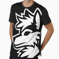 Silhouette Furry Pride Wolf Logo Black and White by BlueBullBazaar