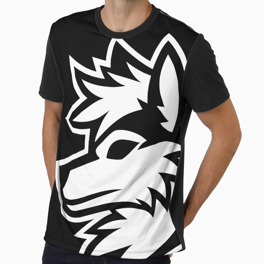 Silhouette Furry Pride Wolf Logo Black and White by BlueBullBazaar