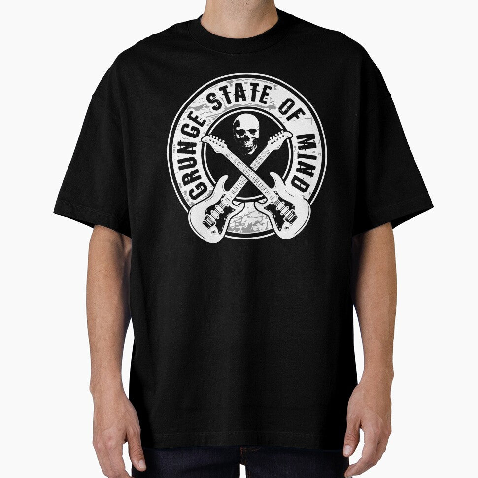 Grunge State of Mind - 90s Rock Guitar & Skull Art by Dmetalx Art Apparel