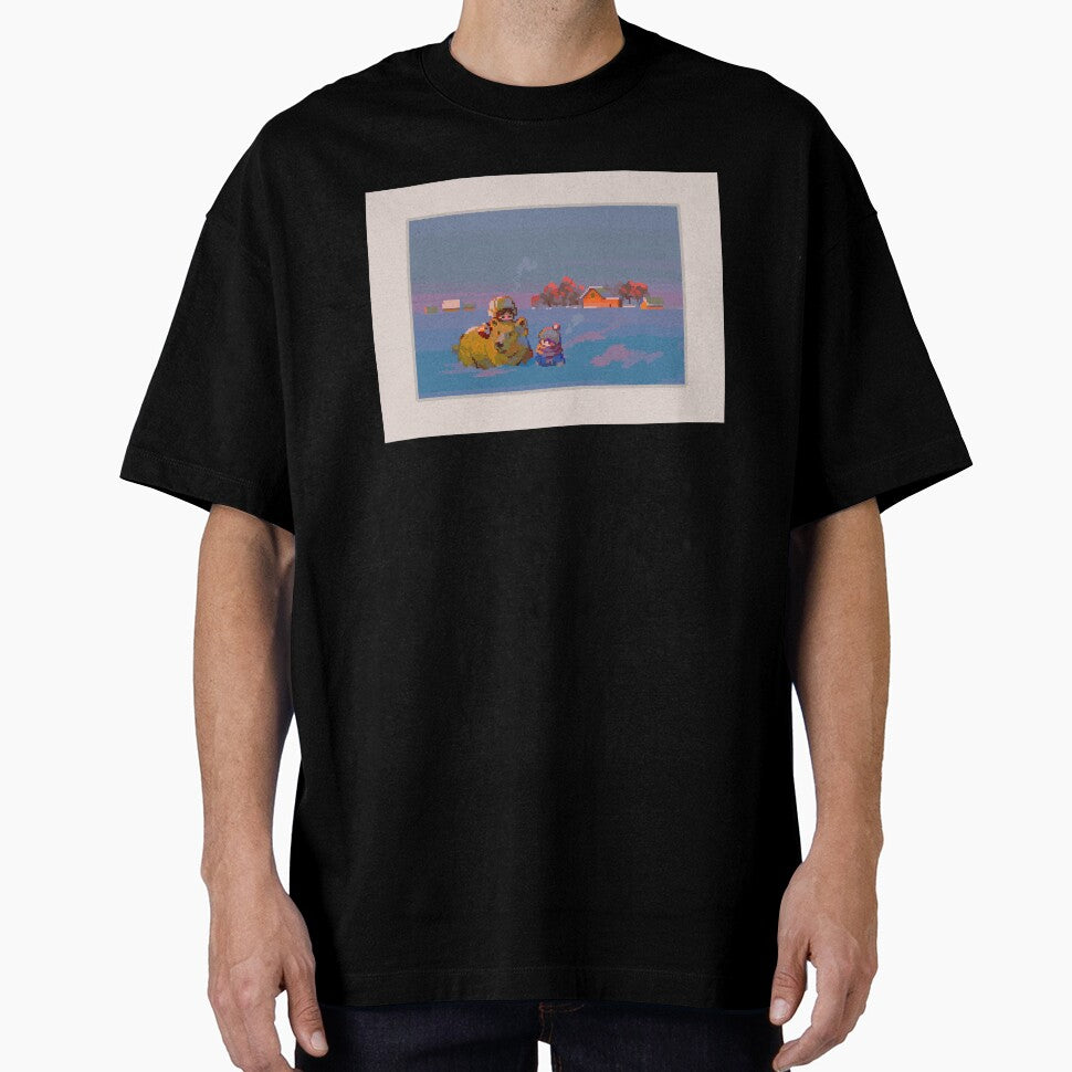 Cozy Winter Pixel Art with Bear and Character by Bobablin Pixel Shop