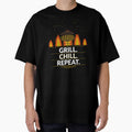 Grill Chill Repeat Shirt | Funny Memorial Day BBQ Gift for Dad Grill Master Summer by Daily Mood Tees