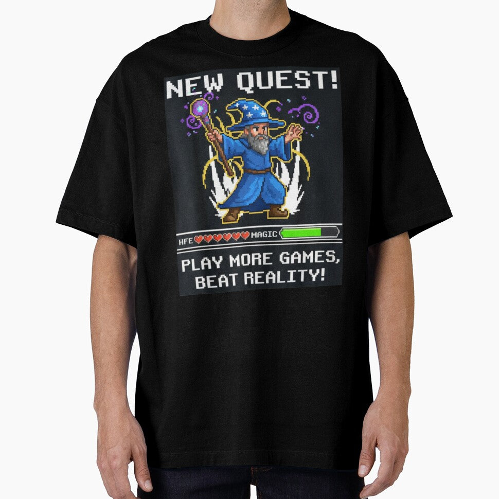 Pixel Wizard Gamer – Retro 8 Bit Video Game Mage with Funny Quote by PunkVerseStudio