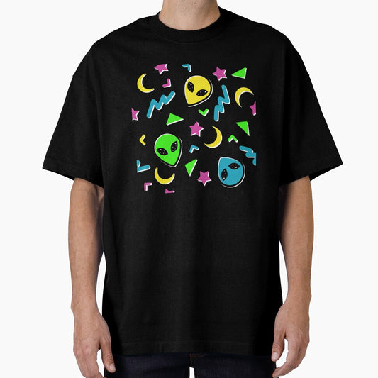 90s Geometric Alien - Black and Neon by 90sAlien