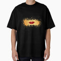 Red lips on golden splash grunge by LynksArts
