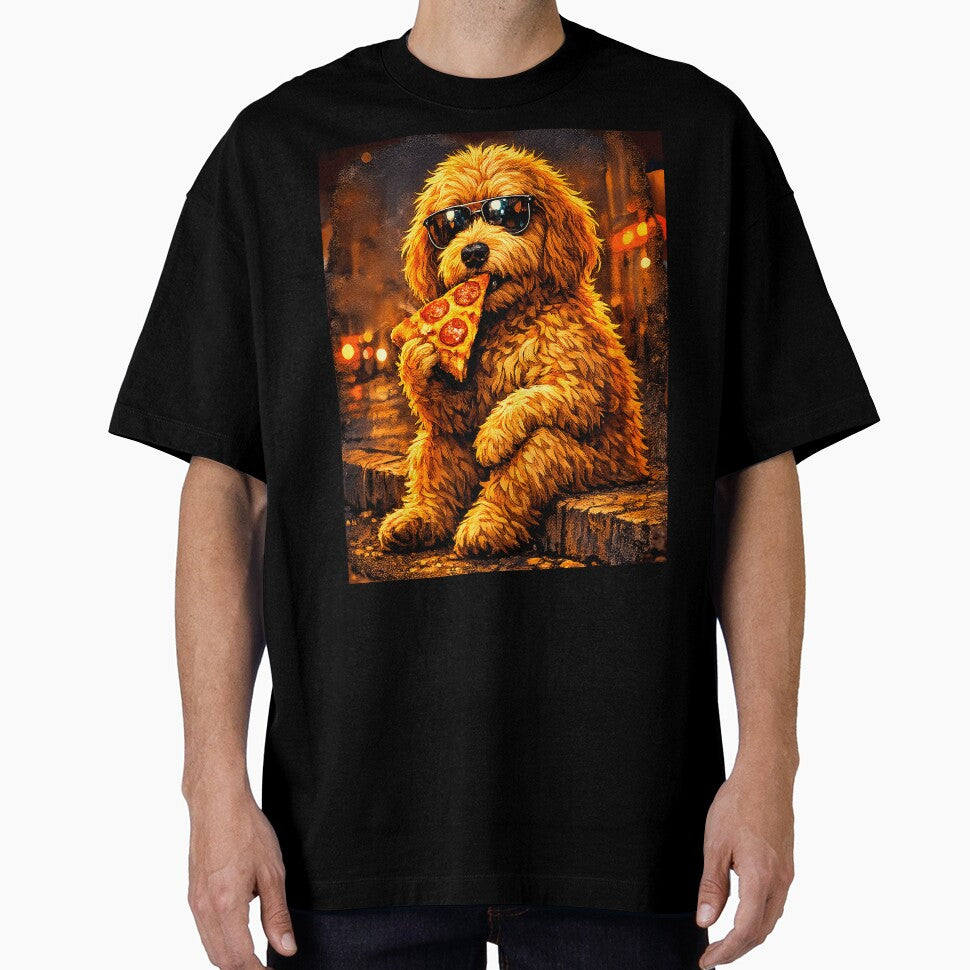 Funny  Goldendoodle Eating Pizza dog lovers by erozzz