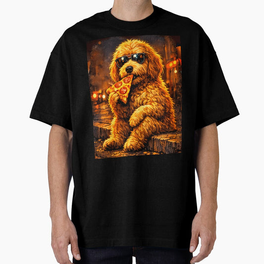 Funny  Goldendoodle Eating Pizza dog lovers by erozzz
