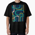 Midcentury Modern Fine Loops Retro Pattern in Mid Mod Navy Blue Turquoise Teal Olive Green Mustard by kierkegaard