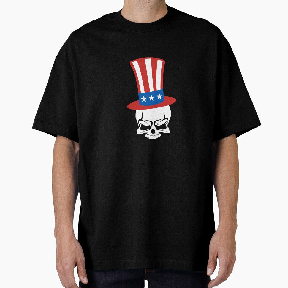 USA Hat on Skull T-Shirt for Men and Women by AllStarMerch