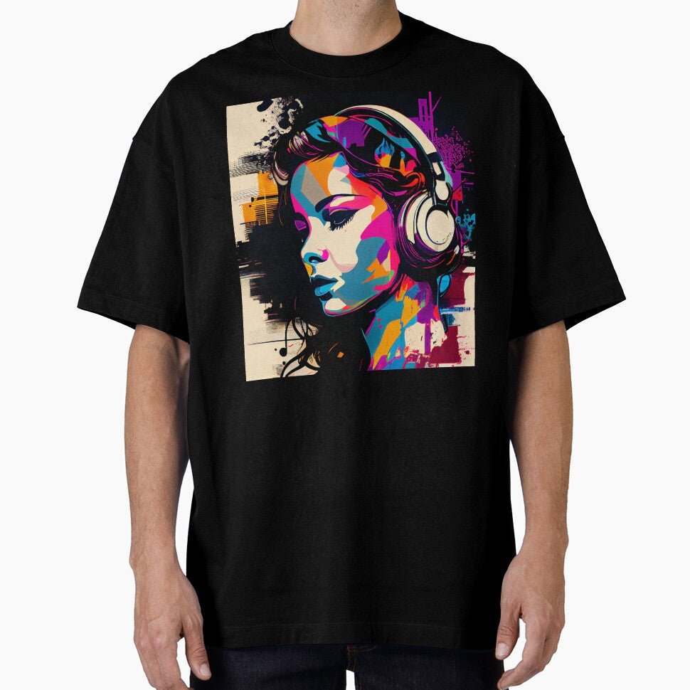 Beautiful music Girl with Headphones in the Style of Pop Art by KOTOdesign