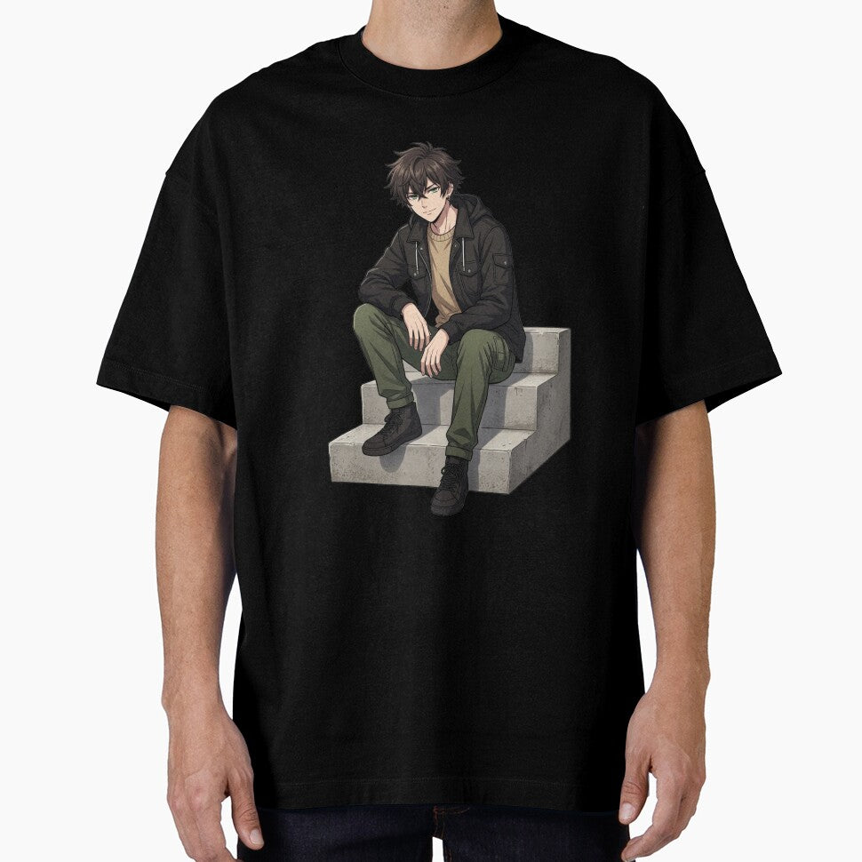 KAIRO Sitting Anime Streetwear Character – Urban Chill Style by Brightstudio00