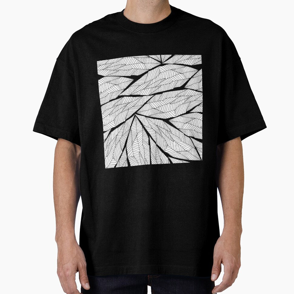 Black and White Modern Abstract Geometric Leaves by Blkstrawberry