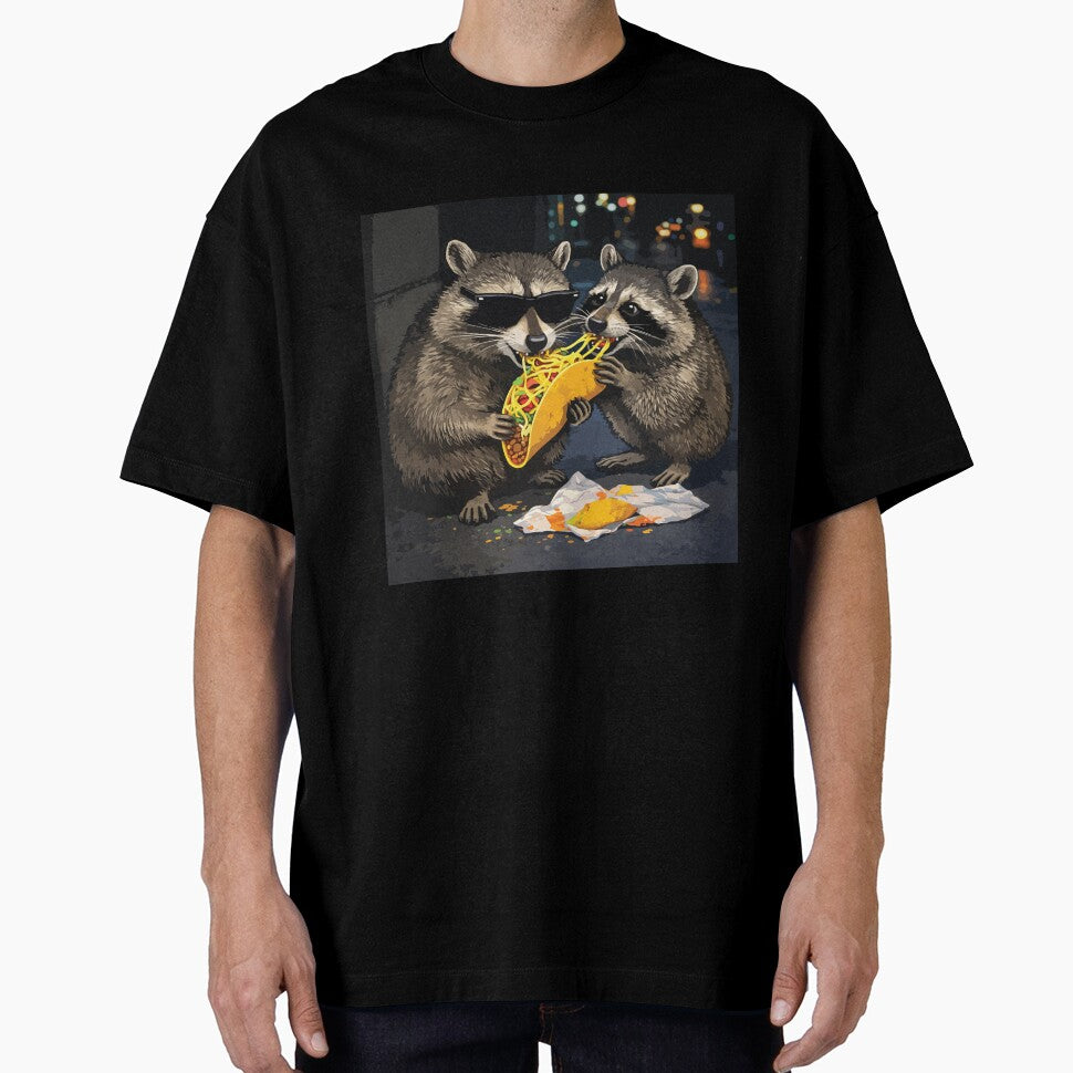 Funny Raccoon Eating Taco Cool Trash Panda Food Lover Meme Design by kiralynstration