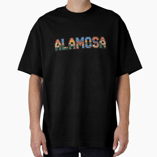 Alamosa Pixel Art Typography – Scenic 8-Bit Letters with Mountains, Pines & Sunset by CircinusStore