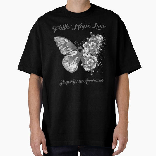 Faith Hope Love Sleep Apnea Awareness Butterfly Ribbon Gifts by Adropine