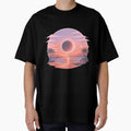 Sunset with eclipse, aesthetic design with soft colors by Moonshroomarts