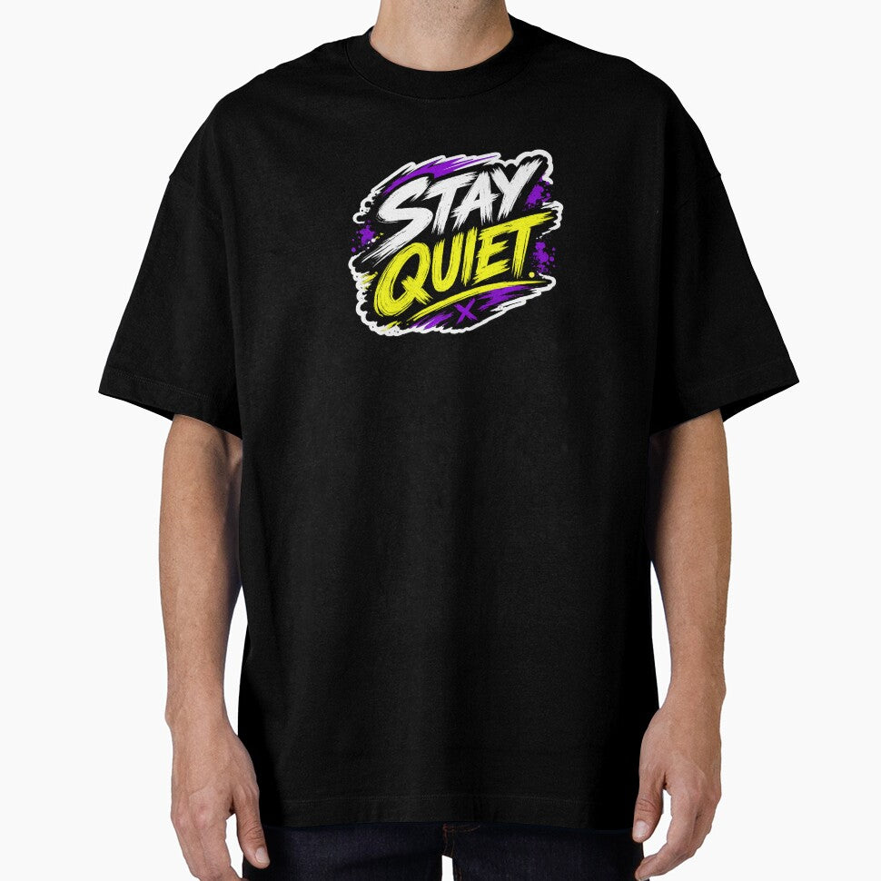 Stay Quiet Graffiti Urban Neon Style Art by AONLINE